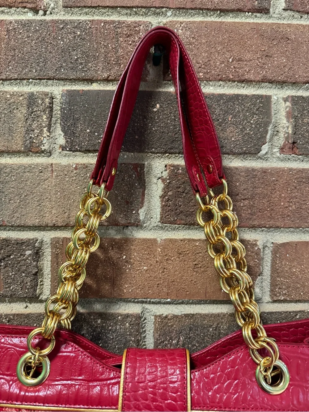 Sharif Ref Tote Bag with Gold Chain Handles